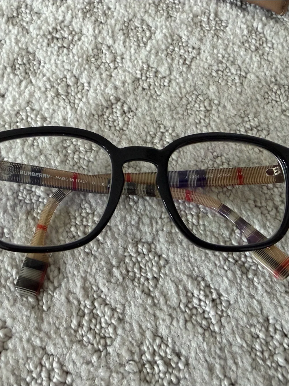 Burberry Black Frames with Beige Plaid Temples Women's Glasses